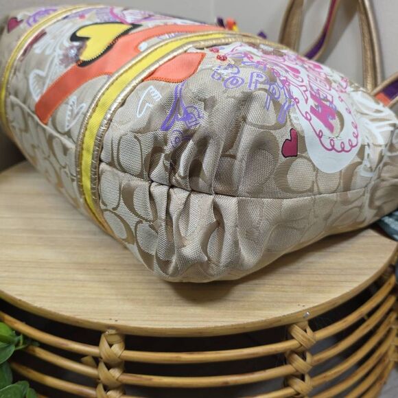 Coach RARE Poppy Graffiti Applique Glam Tote - Picture 10 of 16